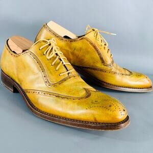 CALZOLERIA HARRIS Size 9 Tan Perforated Leather Lace-Up Shoes